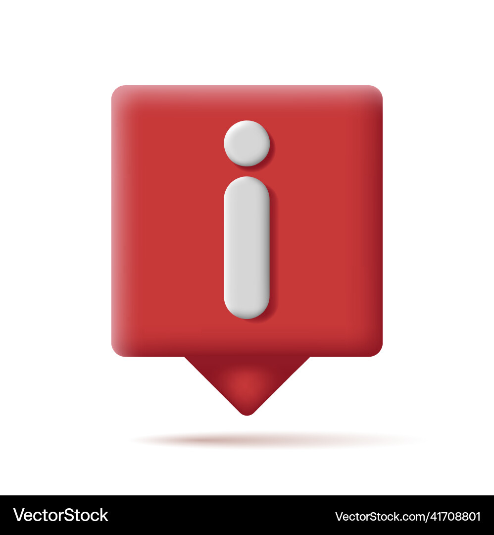 Information tooltip icon red 3d soft render shape Information tooltip icon red 3d soft render shape vector image