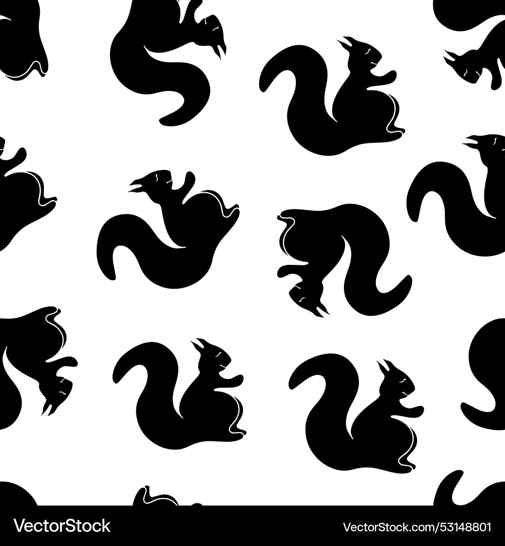 Isolated of pattern with black and white squirrels Isolated of pattern with black and white squirrels Vector Image