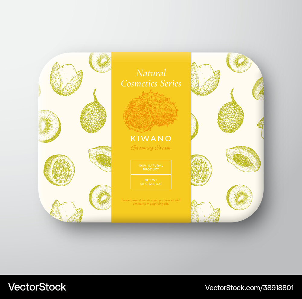 Kiwano bath cosmetics package box abstract Kiwano bath cosmetics package box abstract vector image