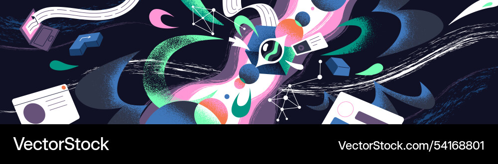 Neural networks concept banner machine learning Neural networks concept banner machine learning vector image