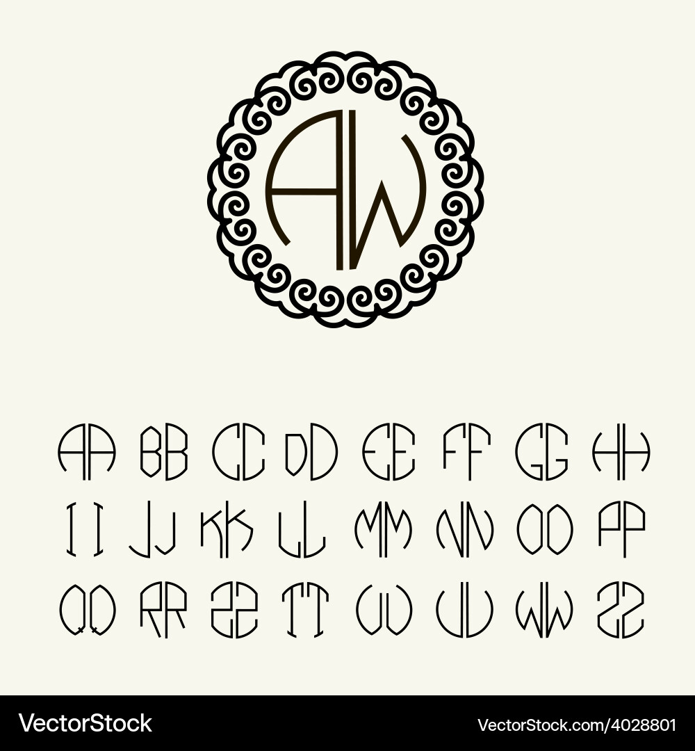 Template letters to create monograms vector image