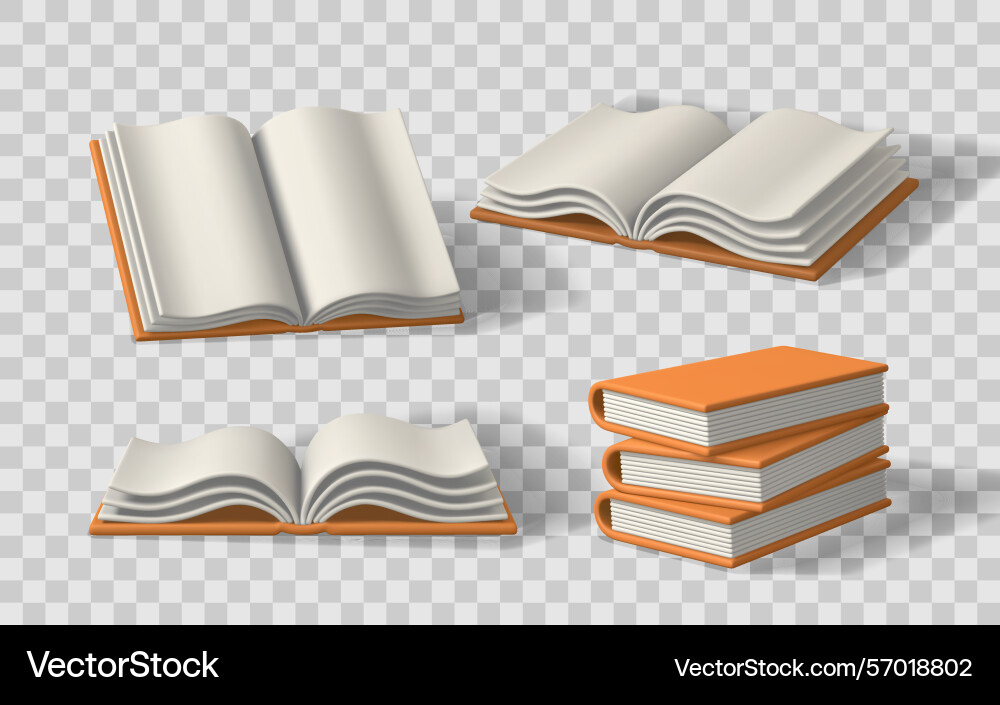 Books and open pages in multiple angles Vector Image