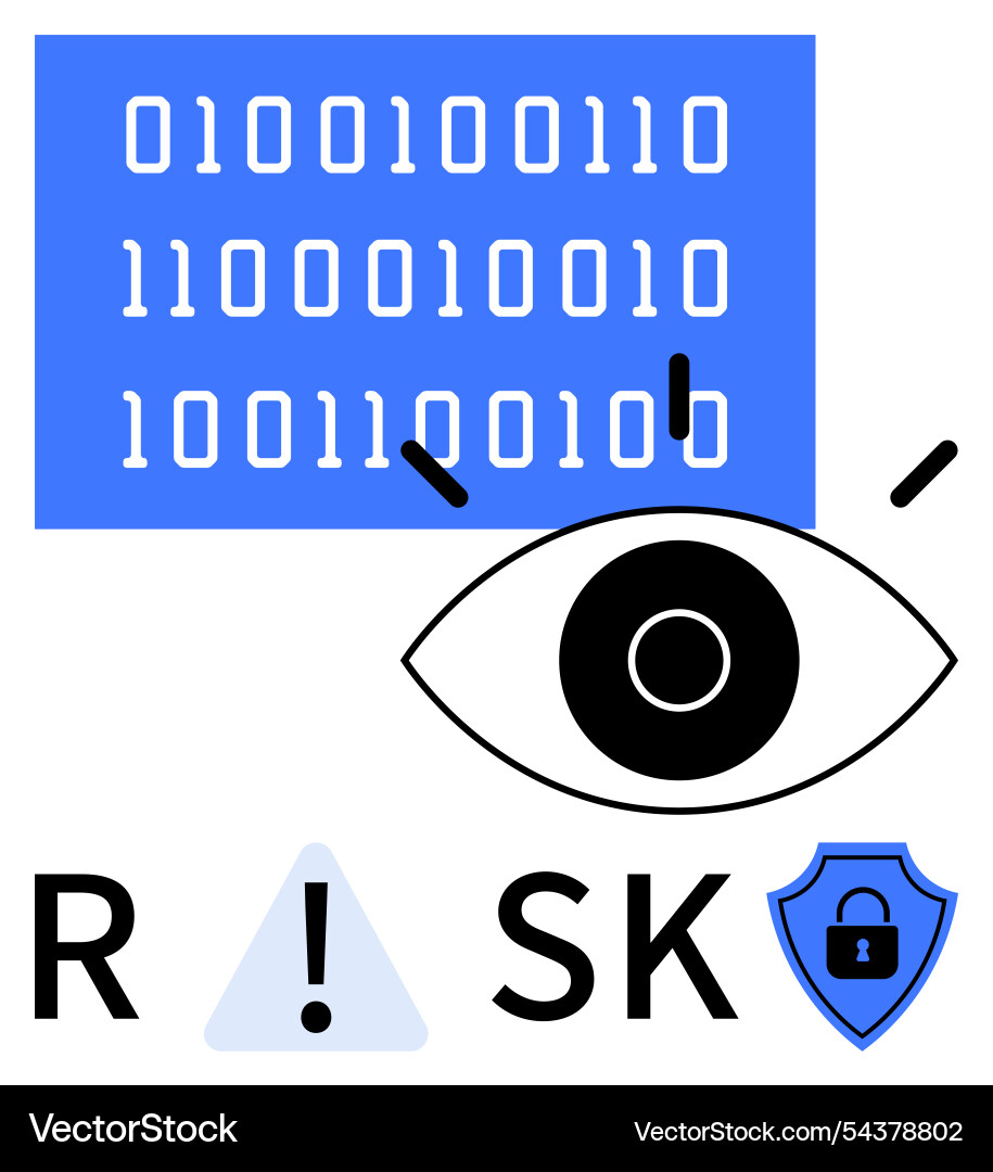 Cybersecurity risk assessment with binary code Cybersecurity risk assessment with binary code vector image
