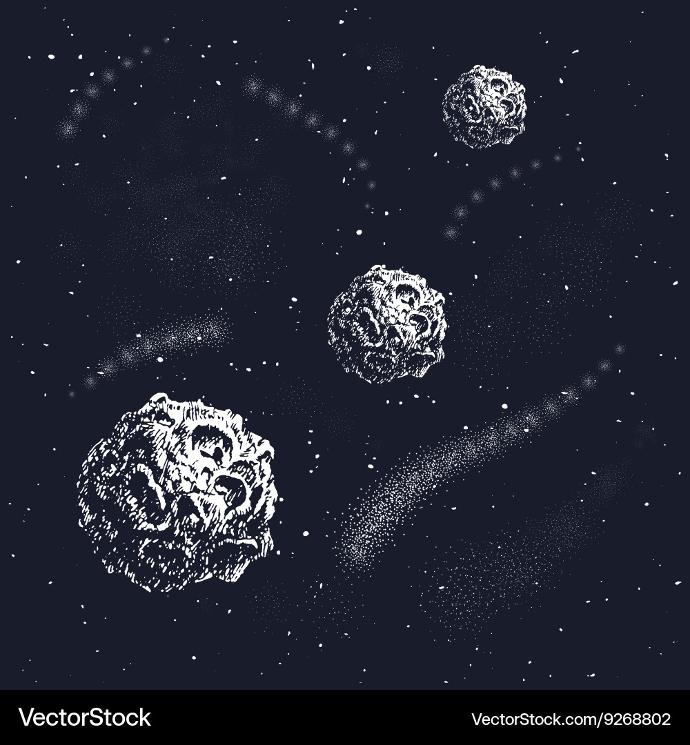 Hand drawn style set of galactic objects vector image