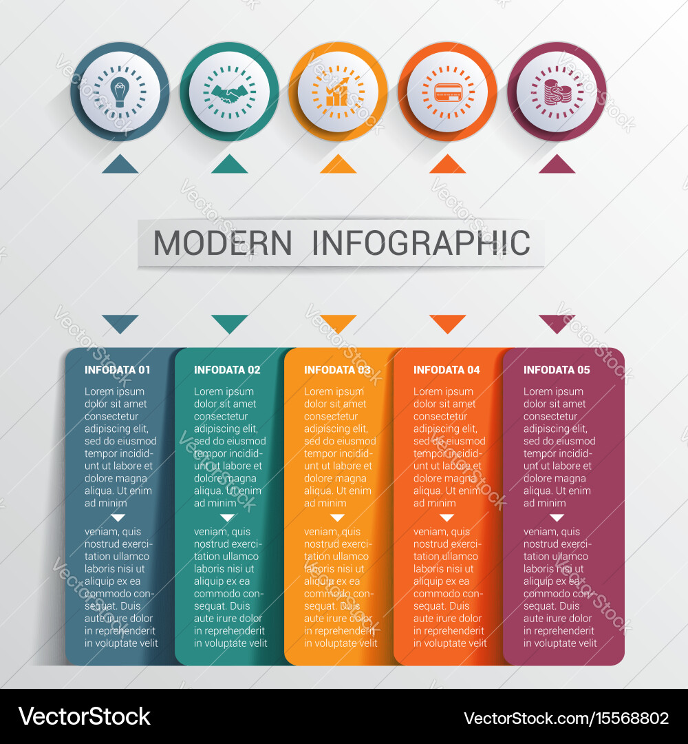 Infographics design template color buttons and 5 vector image
