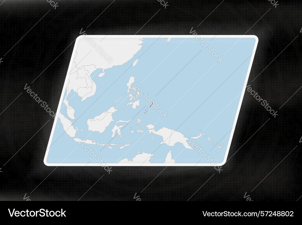 Palau highlighted in flag colors on geographic map Vector Image