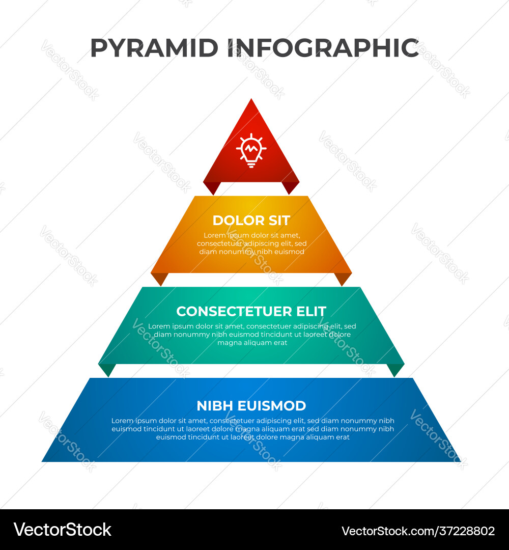 Pyramid list infographic element template with 3 Pyramid list infographic element template with 3 vector image
