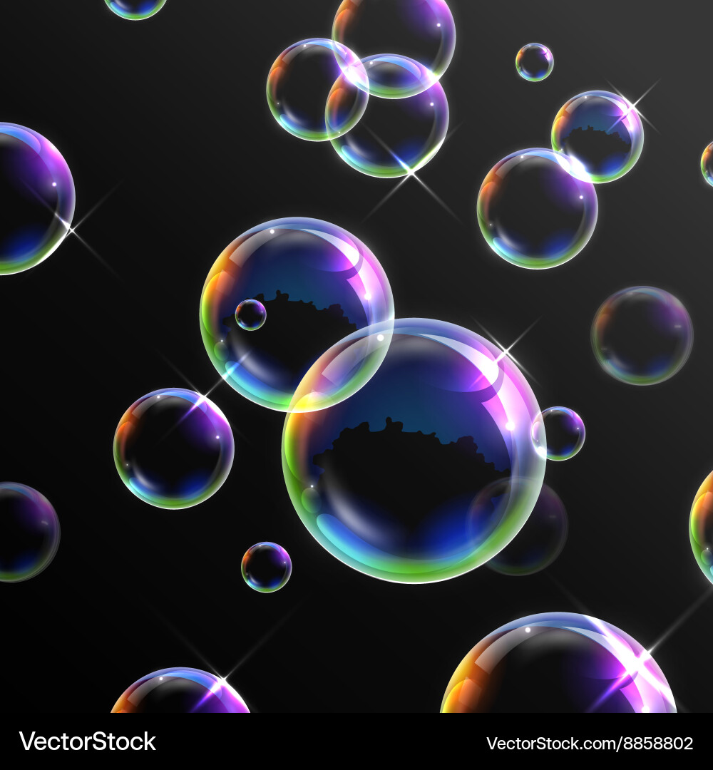 Realistic transparent soap bubbles Royalty Free Vector Image