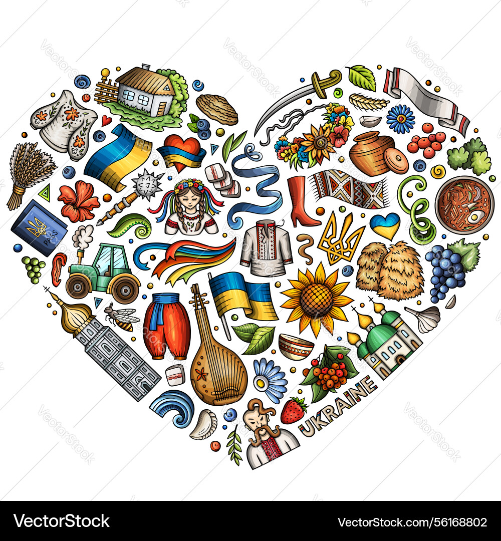 Satz von ukraine Cartoon doodle-Objekte Symbole Satz von ukraine Cartoon doodle-Objekte Symbole vektorbild