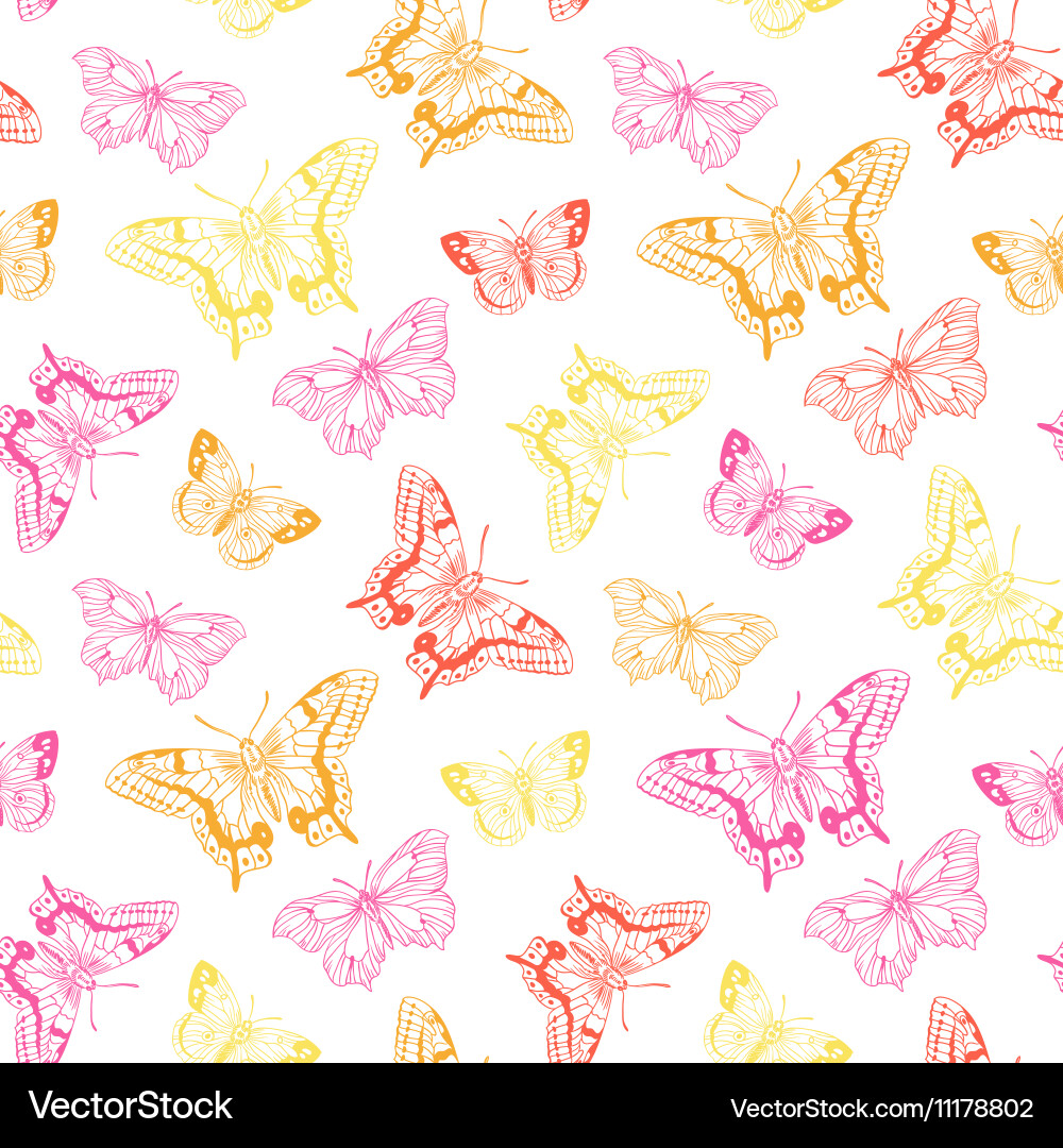 Seamless pattern with butterflies on splashes vector image