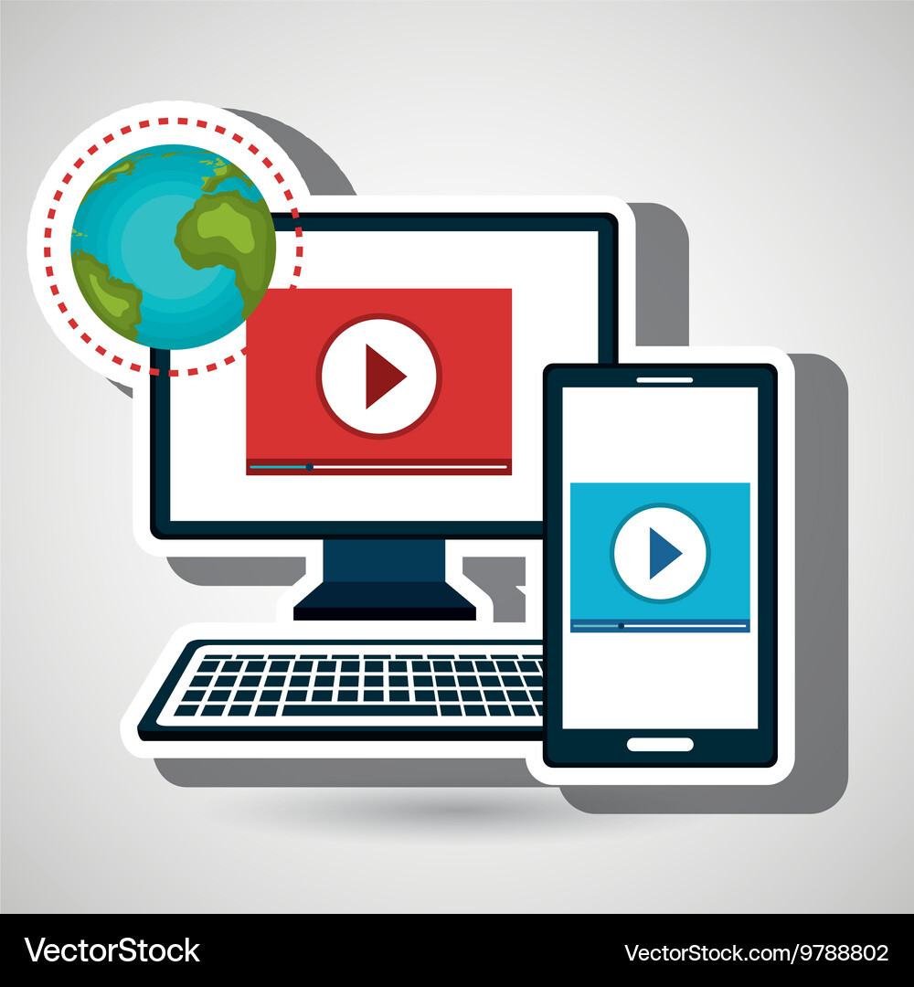 Smartphone and computer isolated icon design Vector Image