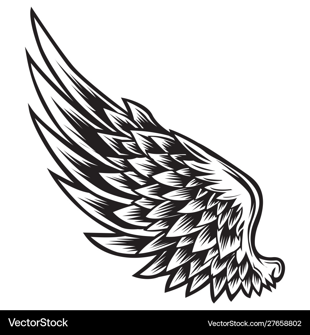 Wings bird black white 011 Royalty Free Vector Image