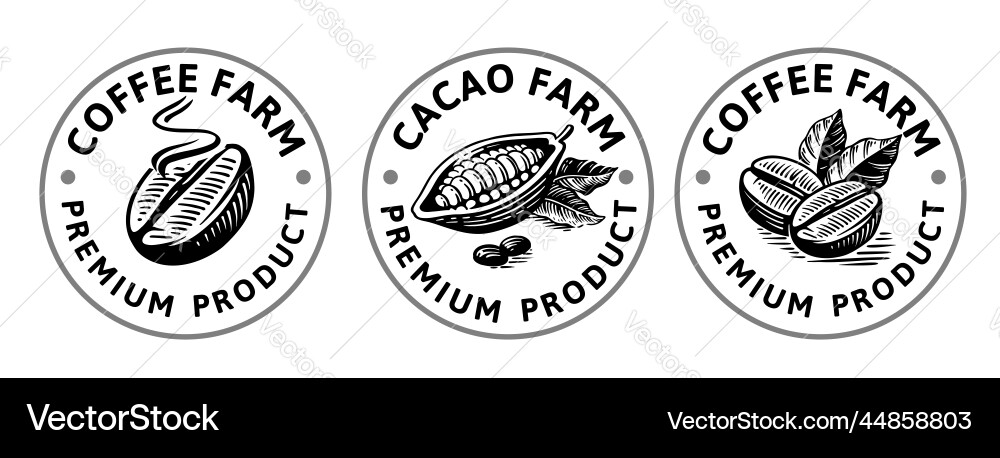 Coffee and Cocoa Round Elements vector image