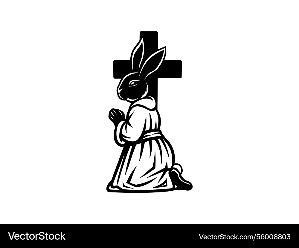 Easter bunny cross line art christian rabbit Vector Image