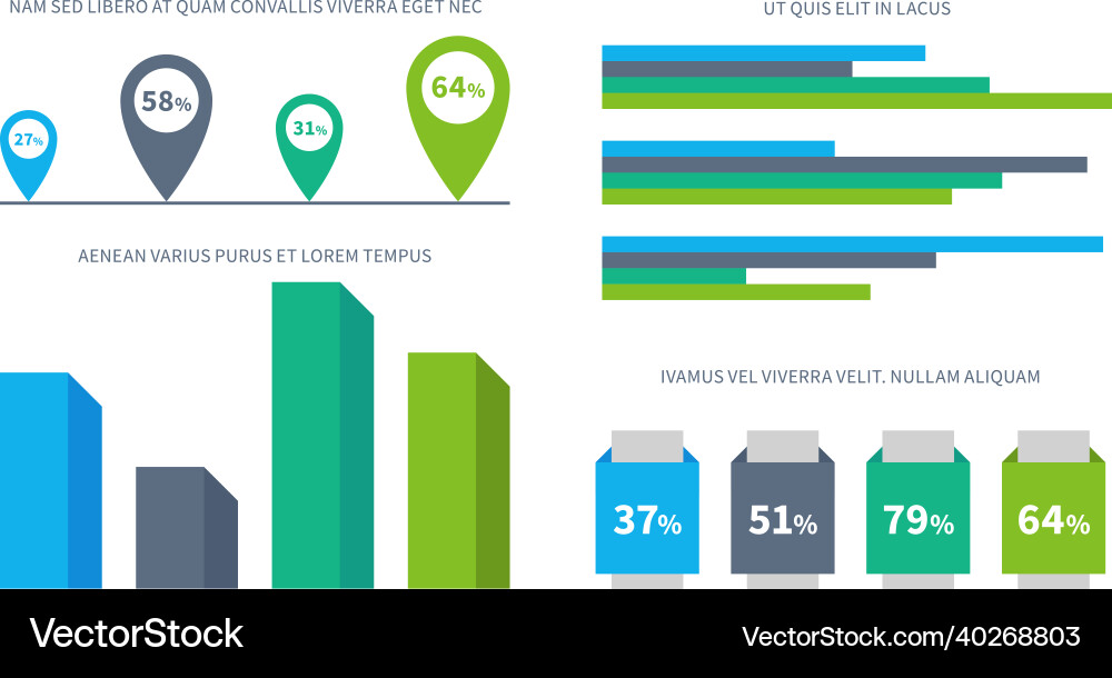 Infographics set charts and graphs for report vector image