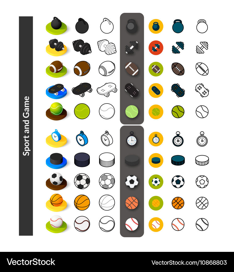 Set of icons in different style - isometric flat vector image