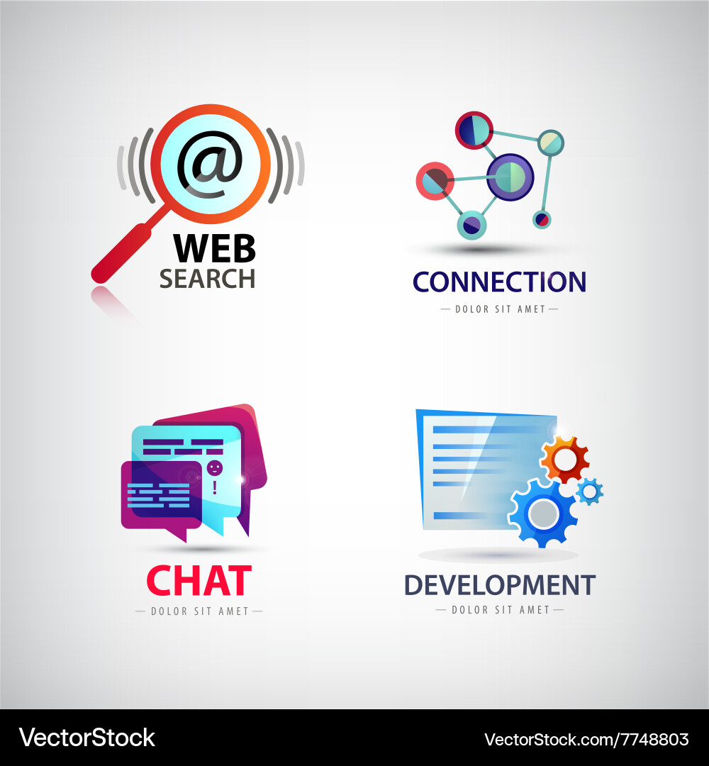 Set of web logos connection search vector image