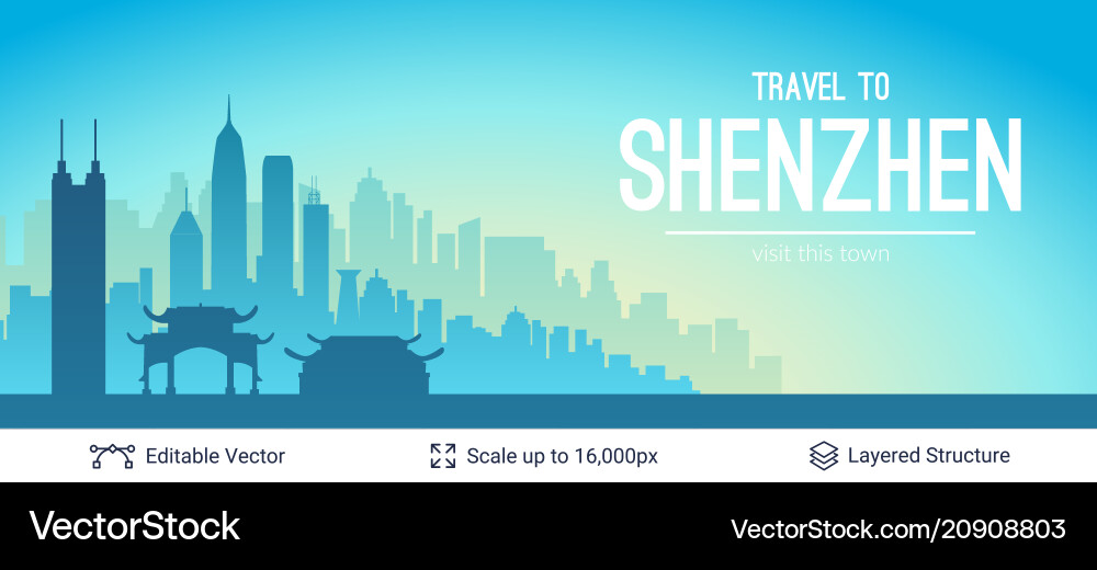 Shenzhen famous china city scape Shenzhen famous china city scape vector image