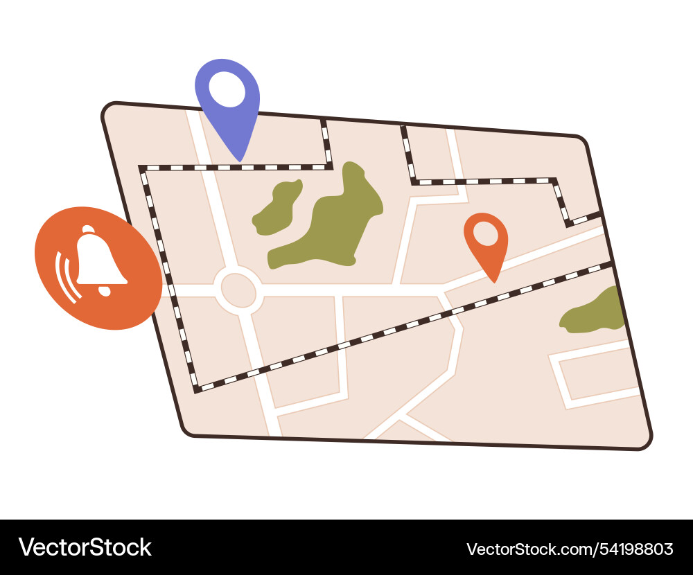 Simplified map with location markers Simplified map with location markers vector image
