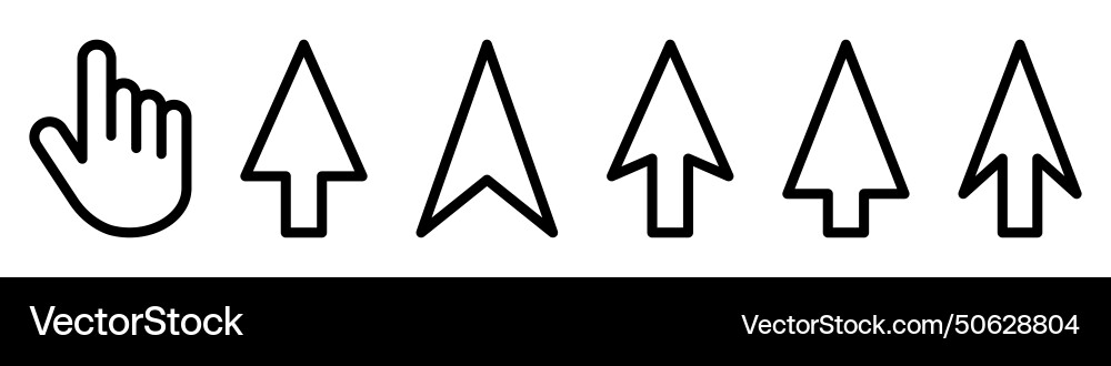 Computer mouse click cursor gray arrow icons set Computer mouse click cursor gray arrow icons set vector image