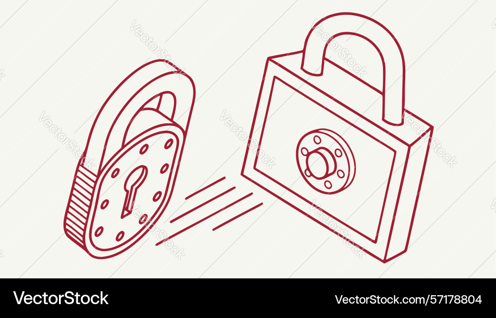 Double padlock security icons set design Vector Image