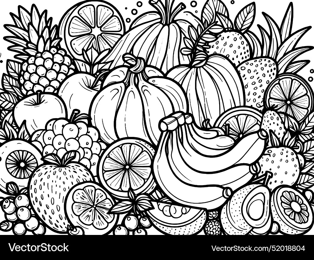 Fresh fruits cartoon doodle designs set – Royalty-Free Vector | VectorStock, image size:1000x830