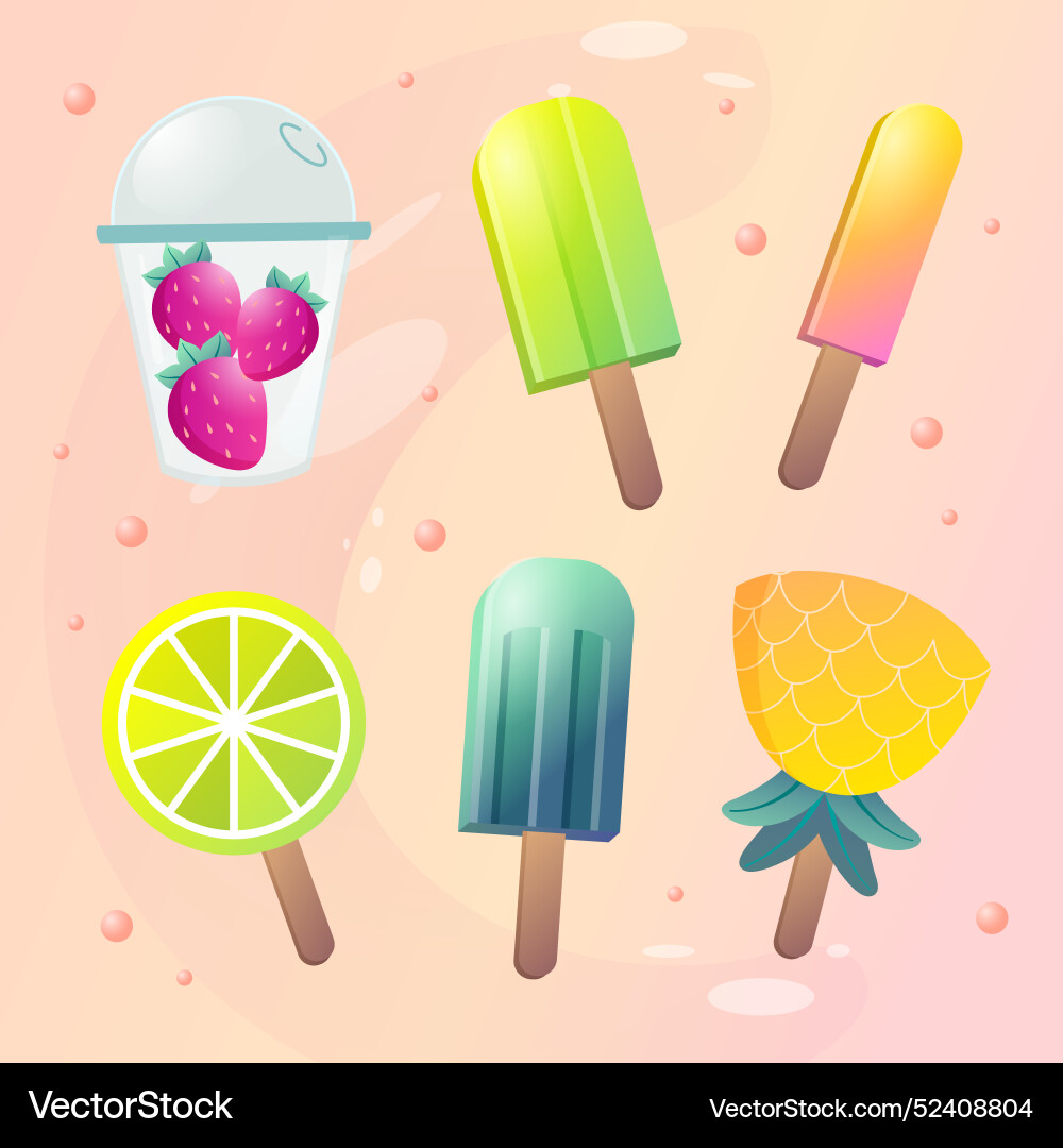 Gradient summer element collection vector image
