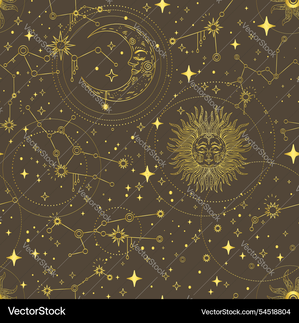 Linear brown celestial seamless pattern Linear brown celestial seamless pattern vector image