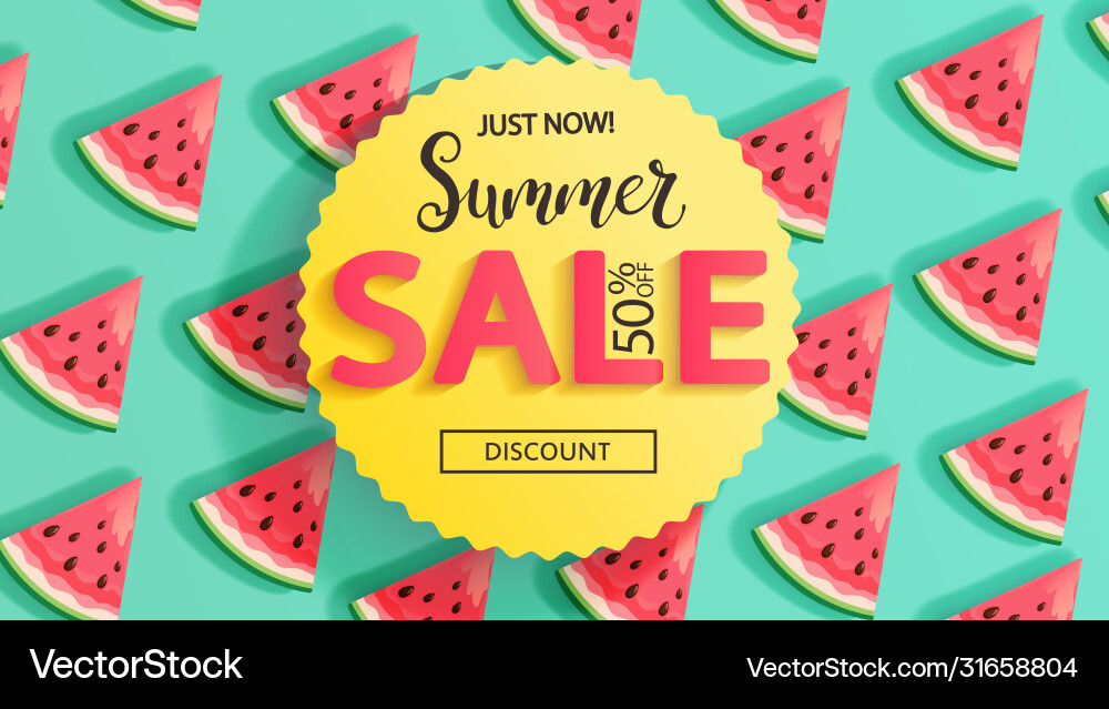 Sale banner for summer 2020 with watermelons Sale banner for summer 2020 with watermelons vector image