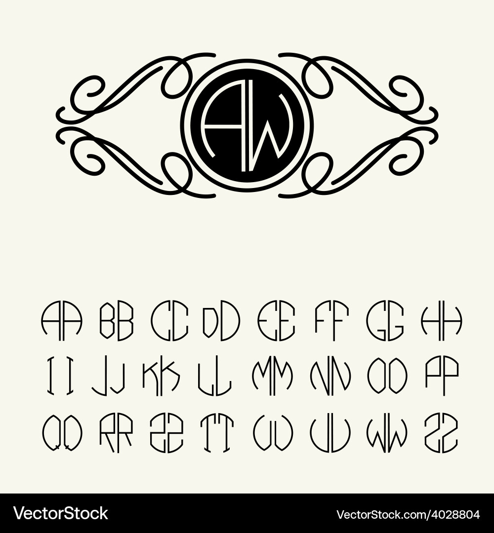 Template letters to create monograms vector image