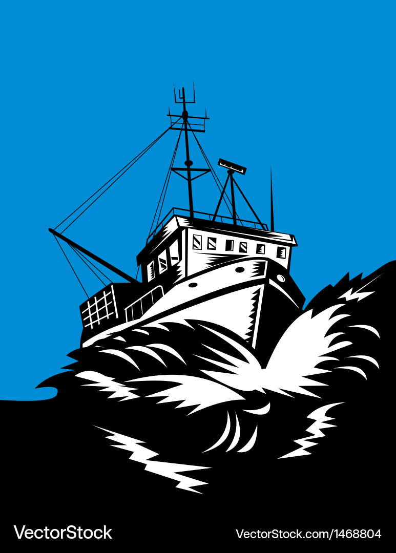 Vintage Fishing Boat Vector Image