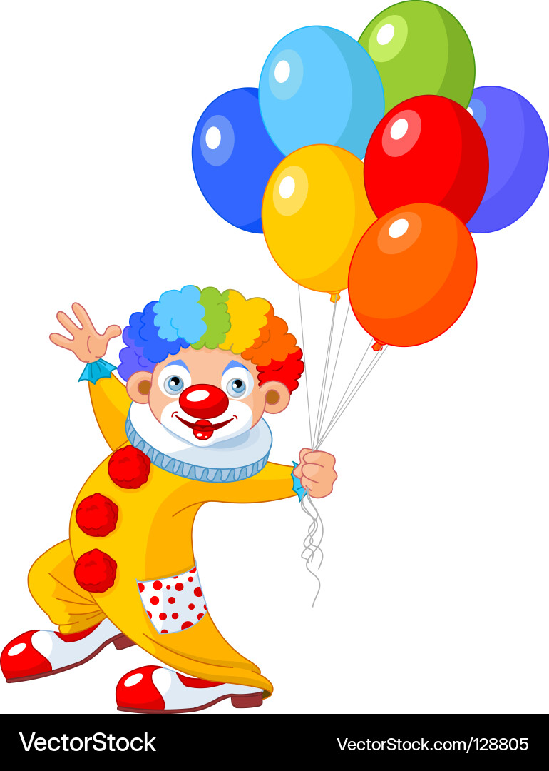 Cheerful Clown With Balloons Royalty Free Vector Image