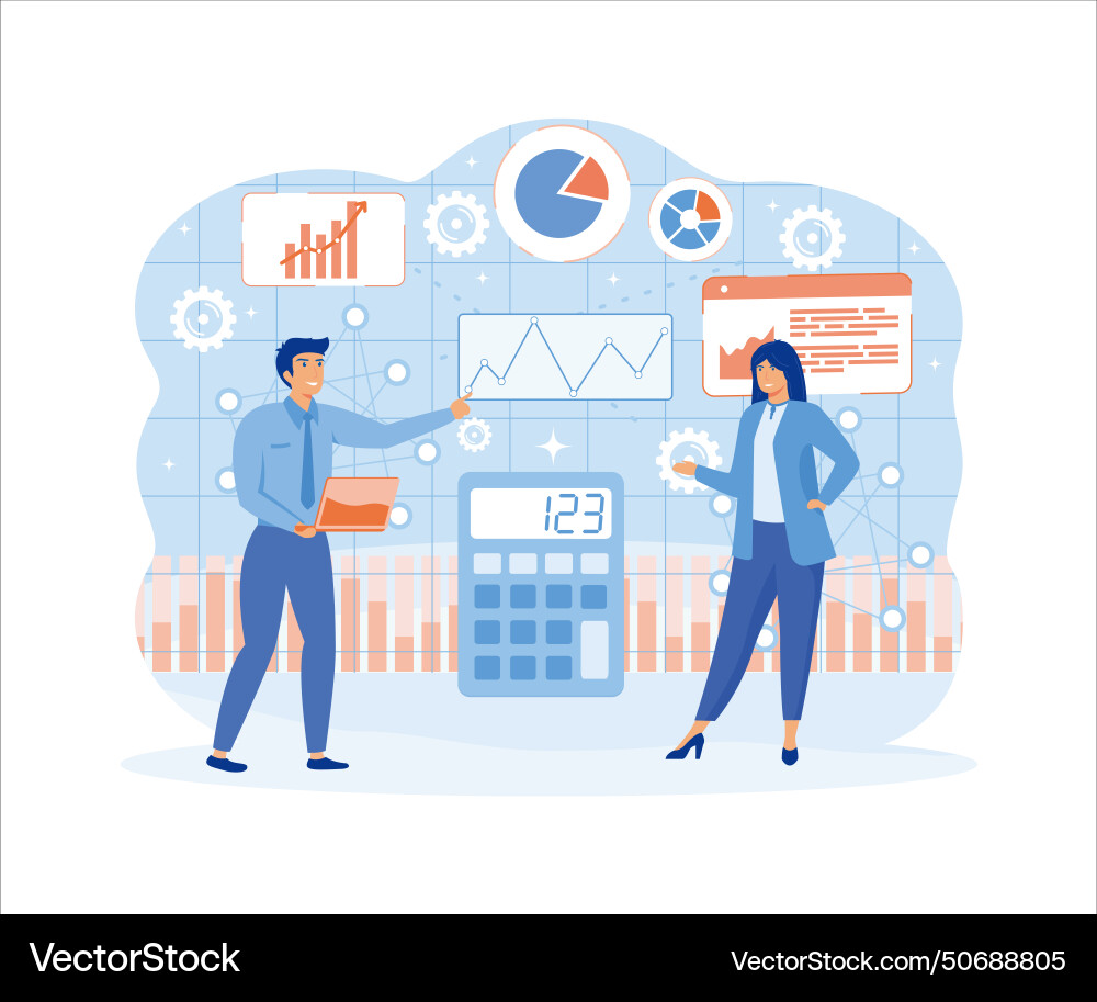 Data processing and visualization people creating Data processing and visualization people creating vector image