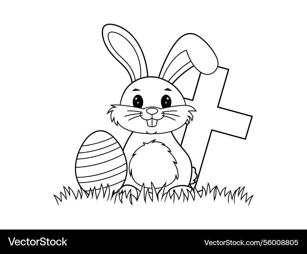 Easter bunny cross line art christian rabbit Vector Image