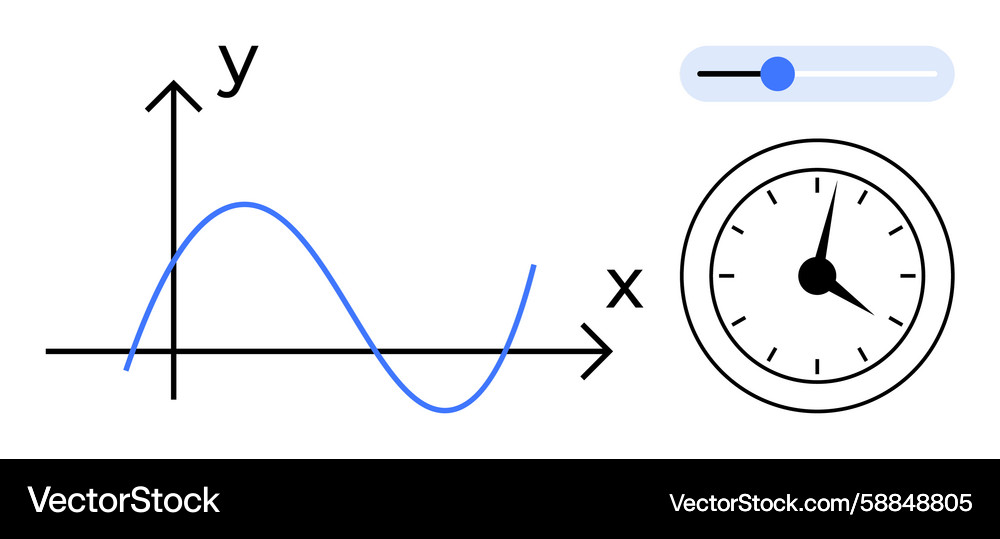 Graph representation with clock and progress Graph representation with clock and progress Vector Image