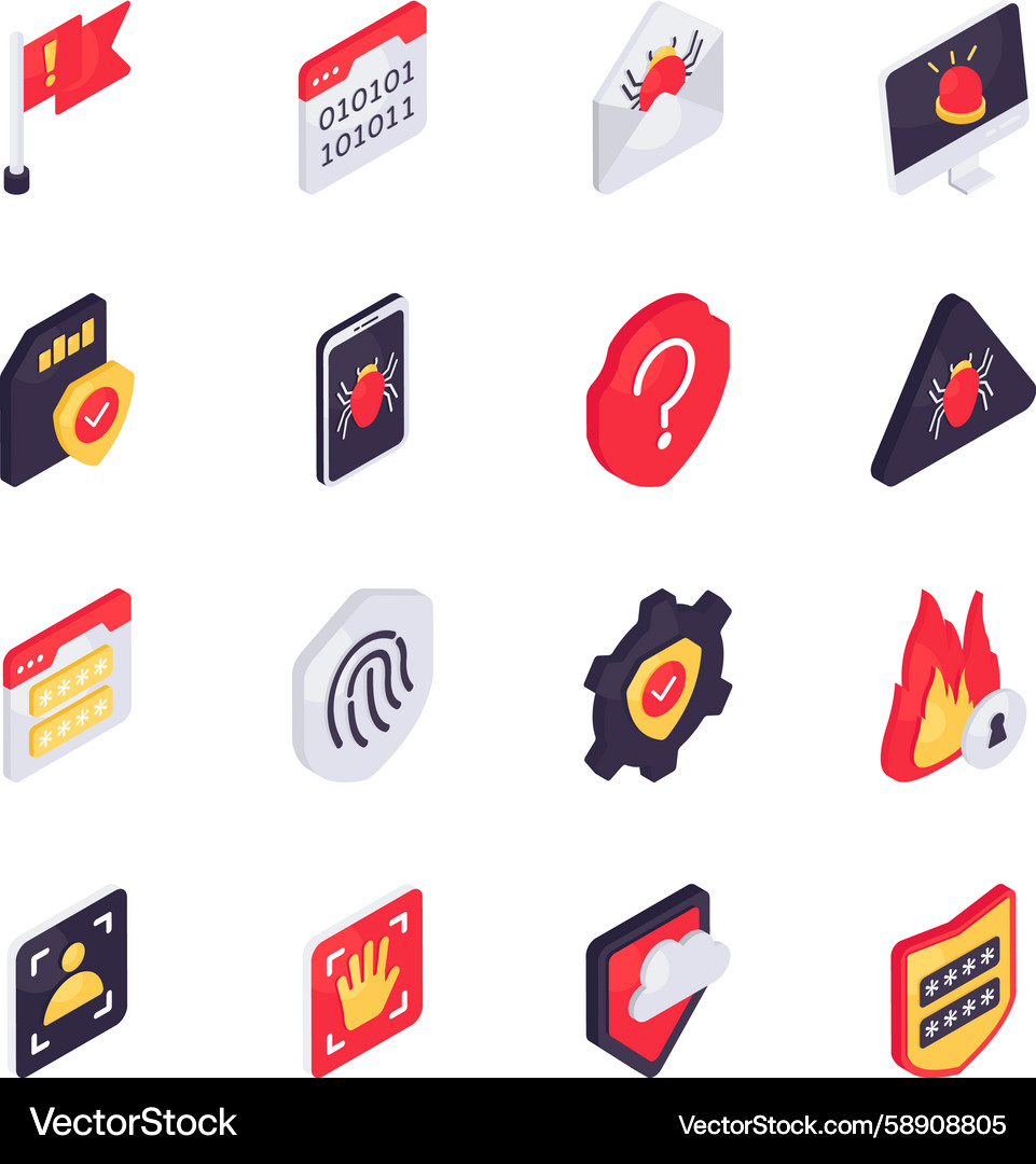 Isometric Security Icons - Encryption Vector Image