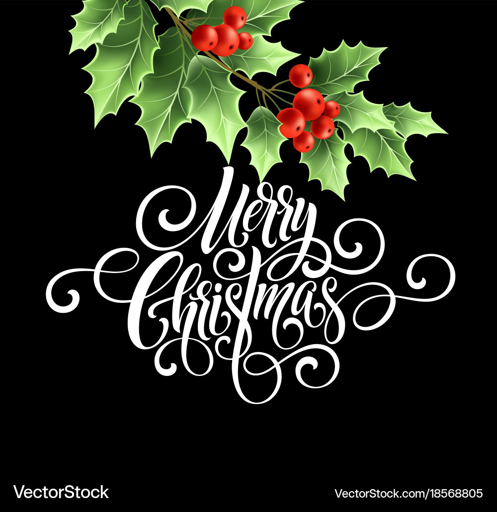 Merry christmas handwriting script lettering Vector Image