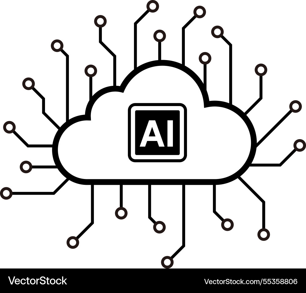 A cloud of computer code with the letters ai vector image