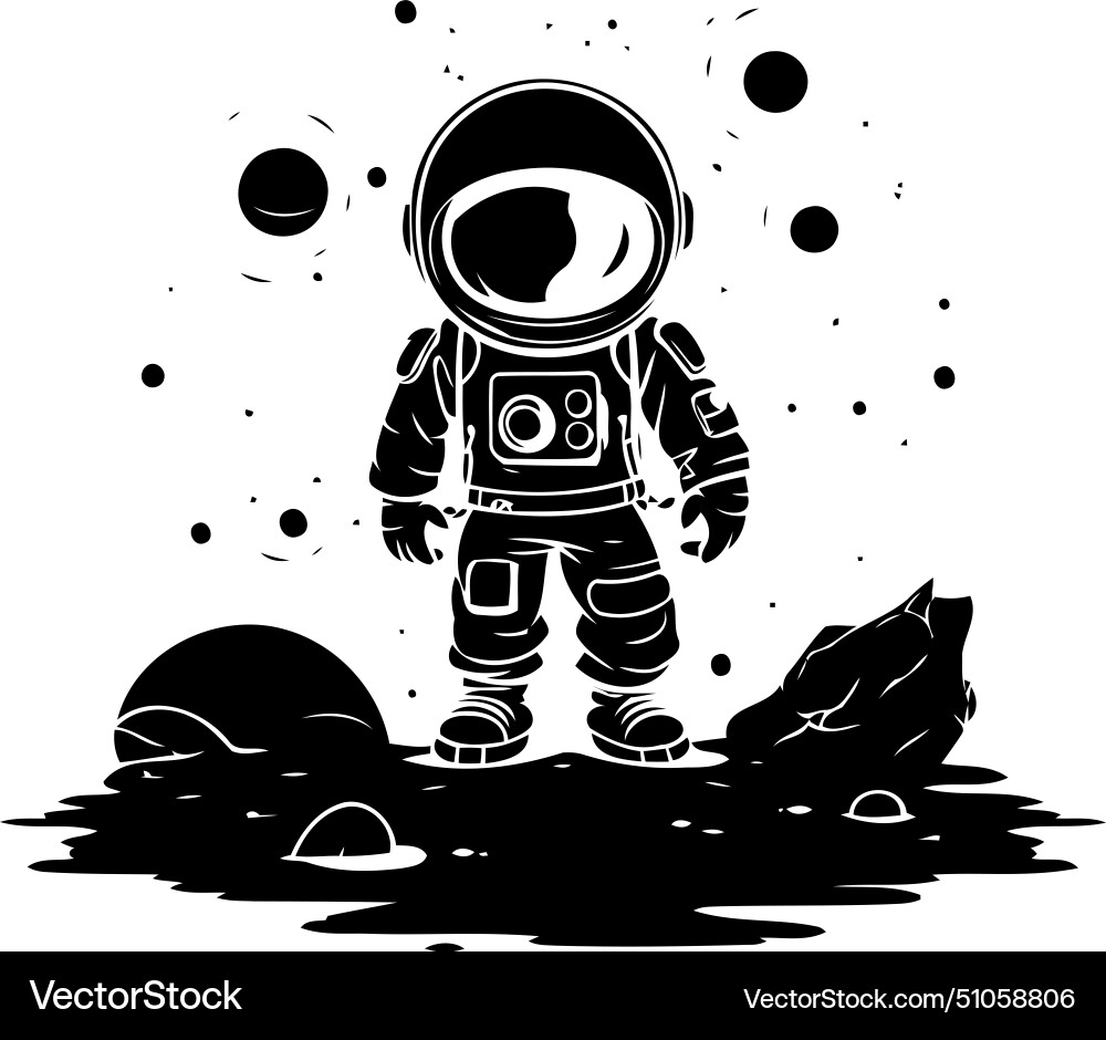 Astronaut in outer space on a dark background Vector Image