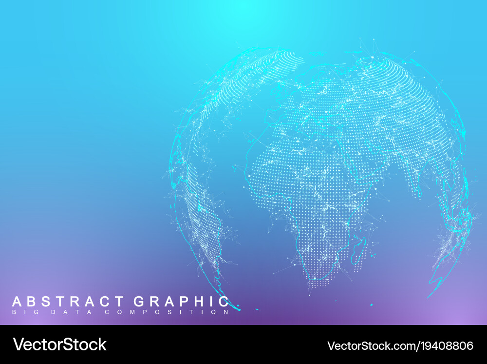 Big data complex world globe graphic abstract vector image