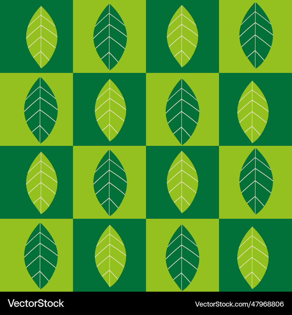 Checkered green leaves seamless pattern Checkered green leaves seamless pattern vector image