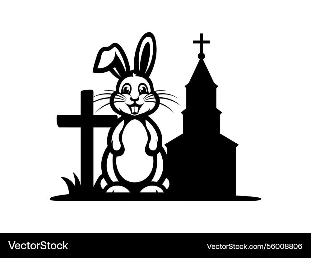 Easter bunny cross line art christian rabbit Vector Image