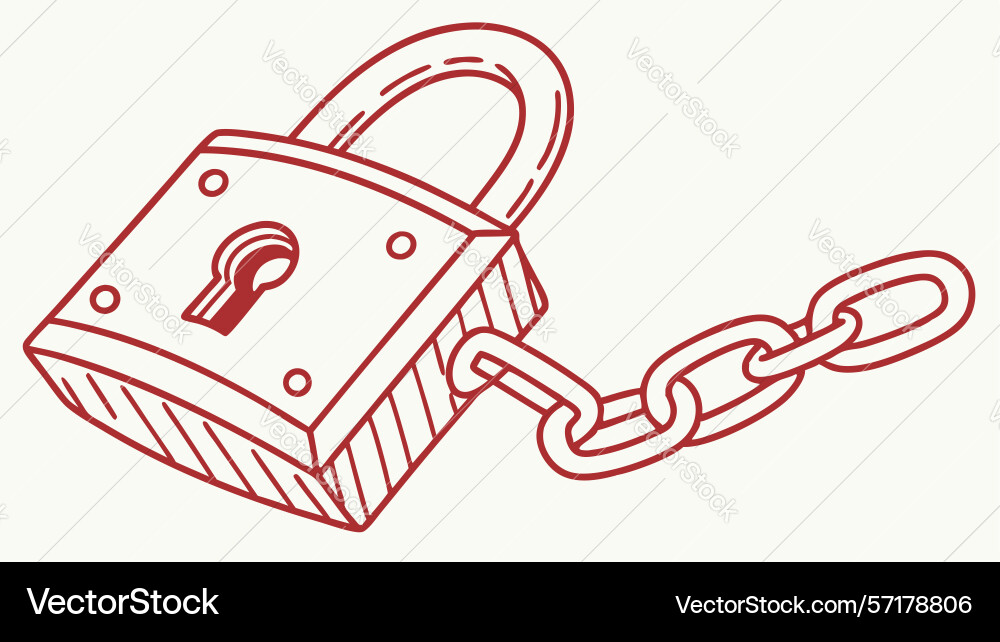Padlock with chain security symbol design vector image