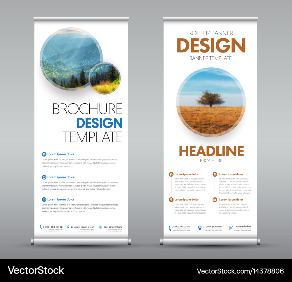 Roll Up Banners - Round Elements Vector Image