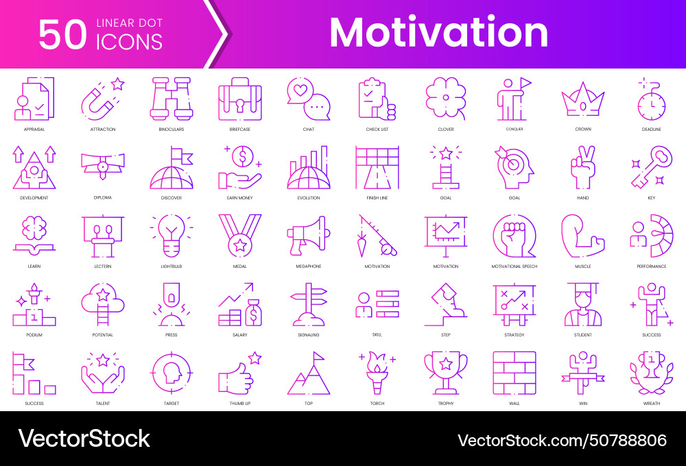 Set of motivation icons gradient style icon bundle Set of motivation icons gradient style icon bundle vector image