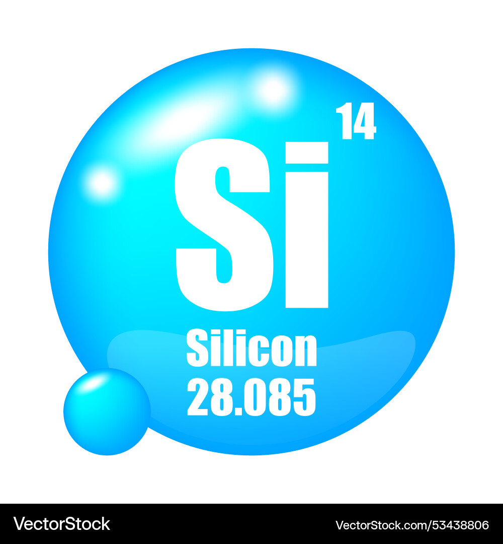 Silicon element sphere si symbol atomic number 14 Vector Image