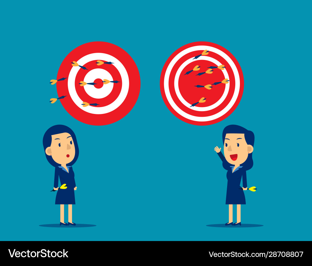 Business person throwing darts at dart board Business person throwing darts at dart board vector image