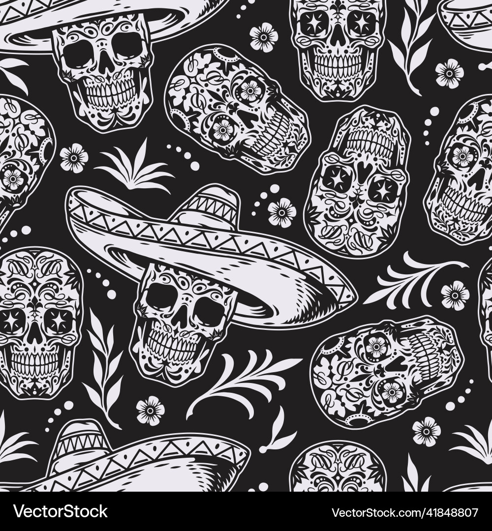 Creative sugar skull seamless pattern Creative sugar skull seamless pattern vector image