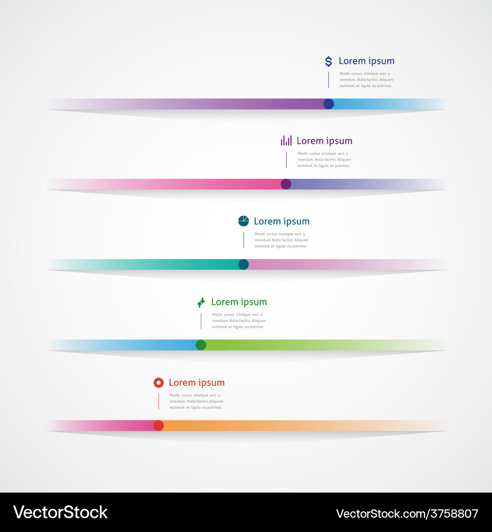 Five horizontal lines with a point for information Vector Image