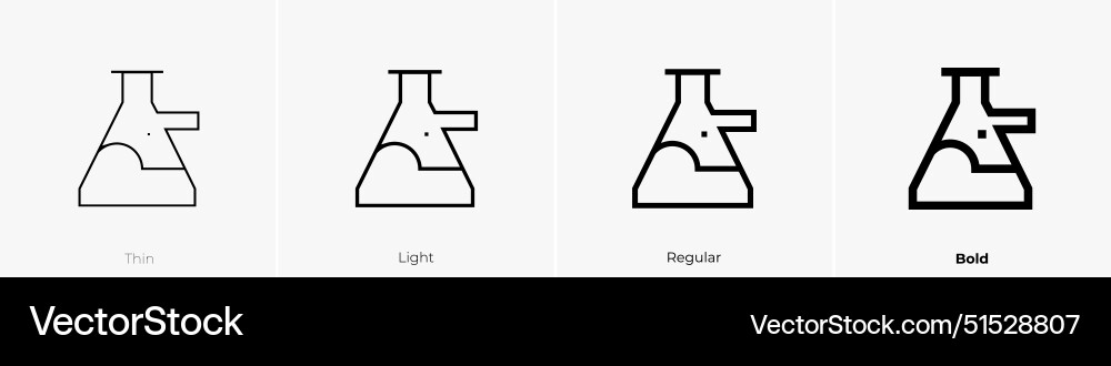 Flask icon thin light regular and bold style Flask icon thin light regular and bold style Vector Image
